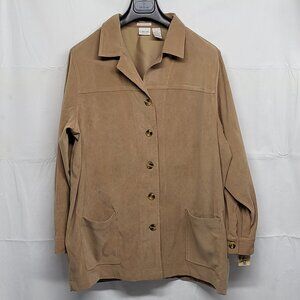 Vintage Cherokee Womens Shirt Jacket Faux Suede 20W Stretch Lined Old Stock